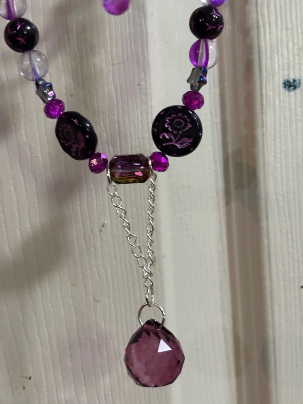 Handcrafted Purple Mushroom Suncatcher Wall Hanging